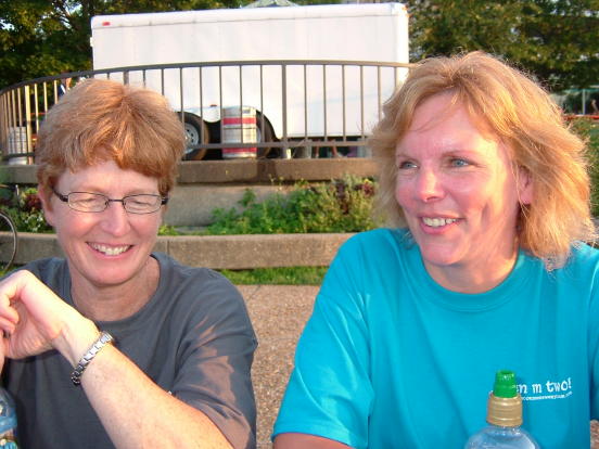 Faye and Lori on the Terrace at Memorial Union at UW-Madison
